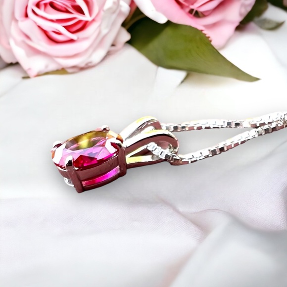 Handcrafted Ruby Pendant Sterling Silver 925 , July Birthstone, 40th Anniversary - Picture 2 of 9